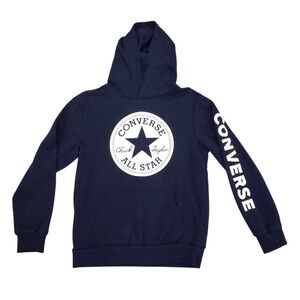 CONVERSE Hoodie Sweatshirt Boys XL - Blue & White Chuck Taylor Logo Girls Kids